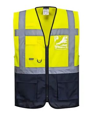 101211 - GILET HAUTE VISIBILITE JAUNE/BLEU